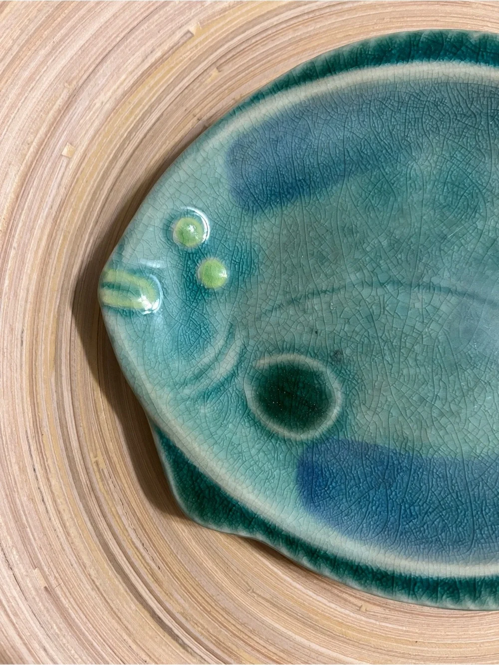 Japanese Crackled Glass Sushi/Wasabi Bowl
